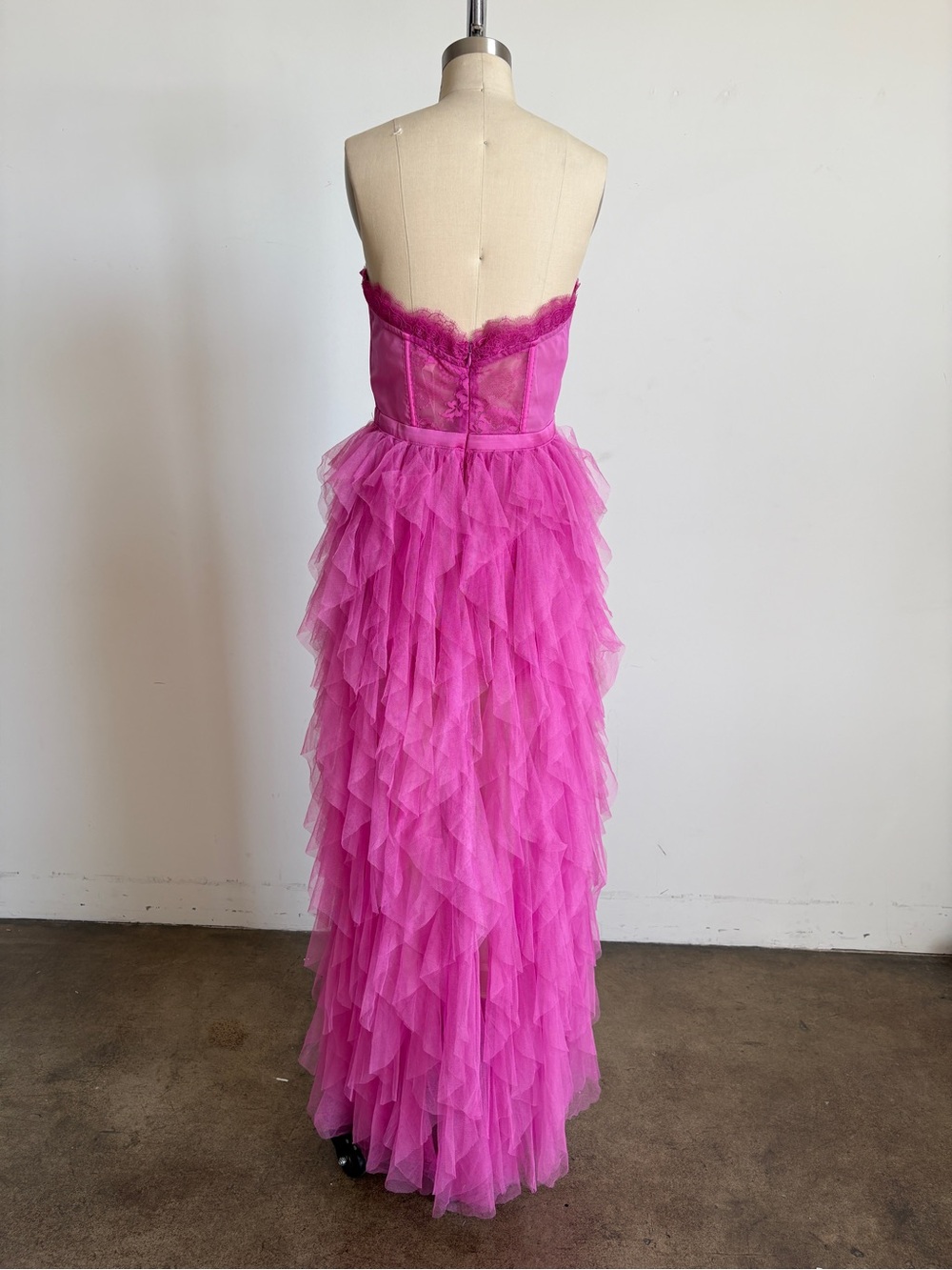 NWT For Love & Lemons Strapless Bustier Dress Gown in Fuchsia Sz Large - Picture 12 of 14
